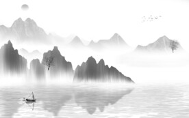 人气 别墅灰色山水 TIF分层