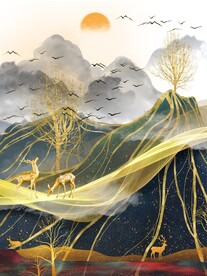 抽象发财鹿玄关