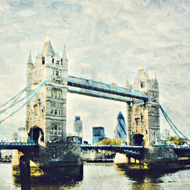 世界名胜 伦敦塔桥油画效果