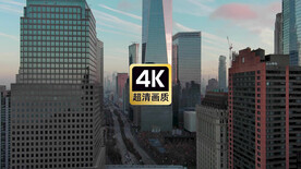 夕阳下海滨城镇建筑群