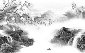 最新 灰色意境山水 Tif分层