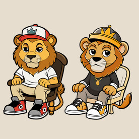 矢量动物拟人坐在椅子上的狮子