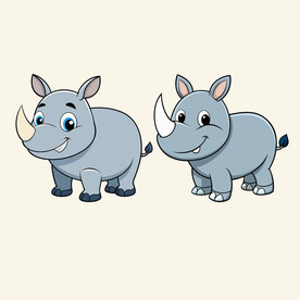 矢量动物野生动物卡通犀牛
