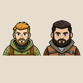 矢量人物中年男性长胡子的男人