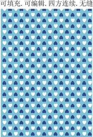 蓝色爱心花纹 印花