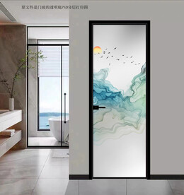 高清分层透明底平开门打印图