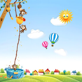 卡通少儿培训乐园背景墙图