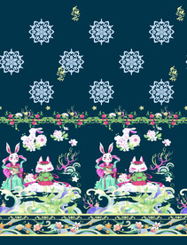 数码印花 兔子马面裙