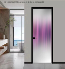 高清分层透明底平开门玻璃打印图