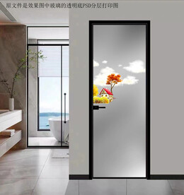 高清分层透明底平开门玻璃打印图