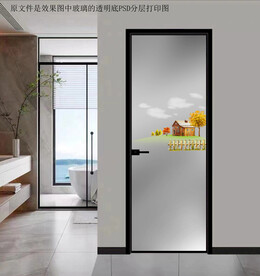 高清分层透明底平开门玻璃打印图
