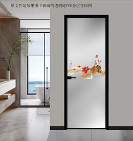 高清分层透明底平开门玻璃打印图
