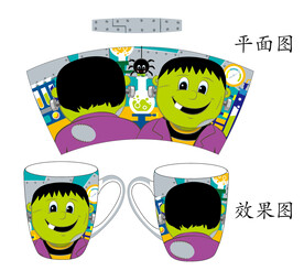 陶瓷杯西方万圣节花纸素材