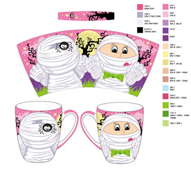 陶瓷杯子万圣节花纸