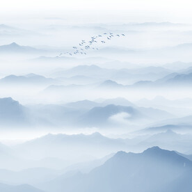 意境水墨山水壁画