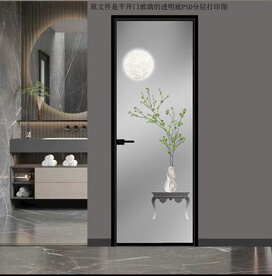 高清分层透明底平开门玻璃打印图