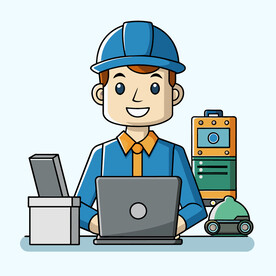 矢量人物工作中的技术工人