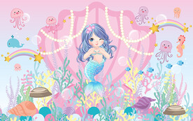 可爱卡通美人鱼儿童房背景墙