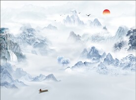 中式意境山水背景装饰画