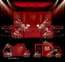 红色婚礼背景效果图