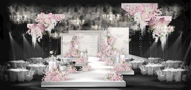 白粉色简约婚礼效果图