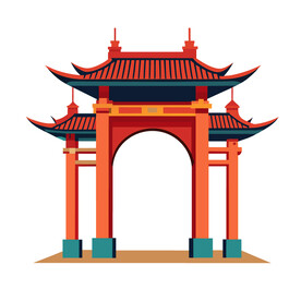 矢量建筑中国古典传统牌楼门楼