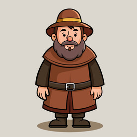 矢量人物中世纪中年男人