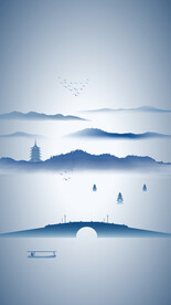 西湖山水风光断桥三潭印月雷峰塔