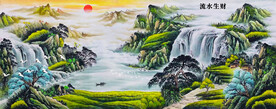 流水生财国画