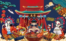 烧烤撸串美食背景墙