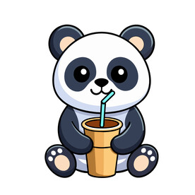 动物和饮料的熊猫矢量图