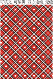 红色格子面料 爱心格子图案