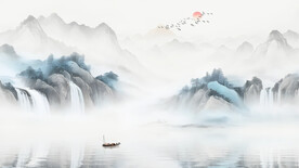 意境客厅山水画背景