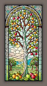 教堂蒂凡尼彩晶玻璃田园主题图案