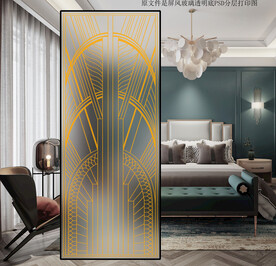 高清分层透明底屏风图案打印图