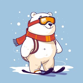 滑雪的北极熊插画
