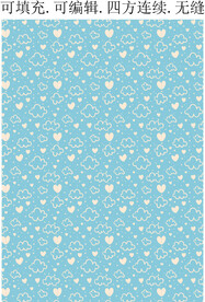 爱心图案  卡通云朵 服装印花