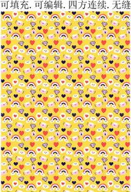   钻石爱心花纹 彩虹图案