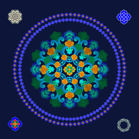 敦煌壁画团花古典图案画笔