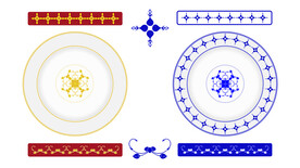 石榴纹金色盘子青花瓷壁画图案