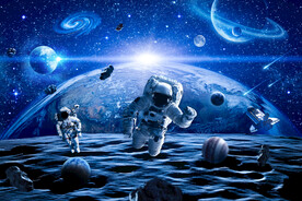 太空星球宇航员陨石宇宙银河背景