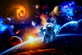 银河宇宙太空星球宇航员星空背景