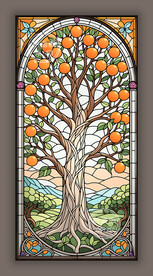 教堂蒂凡尼田园主题彩绘玻璃图案