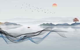 人气 简约客厅山水 TIF分层