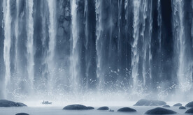 流水生财瀑布背景墙