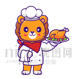 可爱卡通厨师狮子