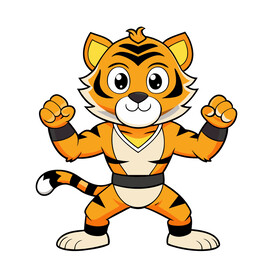 动物强壮的小老虎卡通矢量