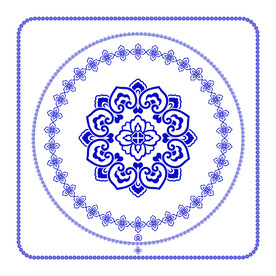 敦煌壁画团花吉祥如意纹青花瓷