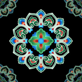 敦煌壁画宝相花团花吉祥如意纹图