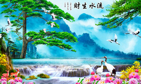 中堂画流水生财